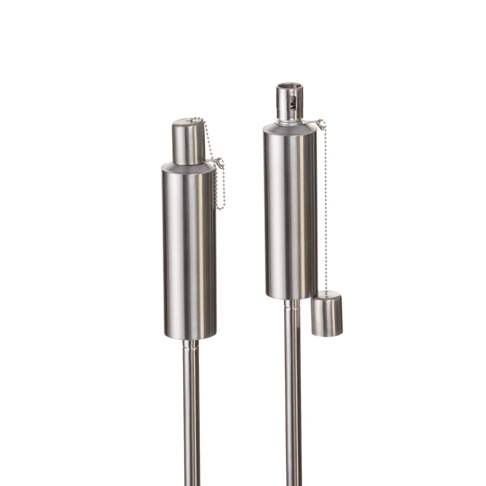 Lot de 2 Torches de Jardin en Acier Inox 115 cm - Durent toute la Nuit Lot de 2 Torches de Jardin en Acier Inox 115 cm - Durent toute la Nuit
